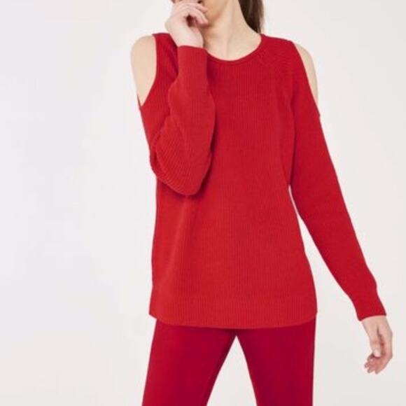 Long Tall Sally Cold Shoulder Rib Stitch Sweater Size Small - Picture 1 of 8